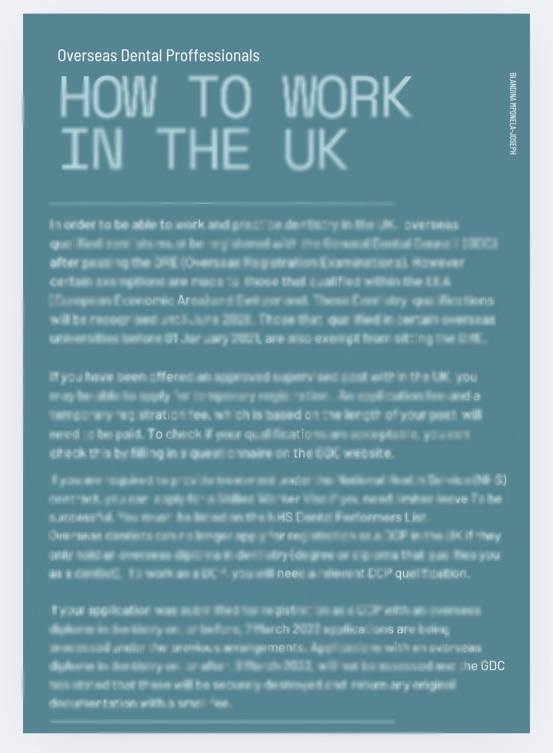 A guide on how overseas dental professionals can register and work in the United Kingdom