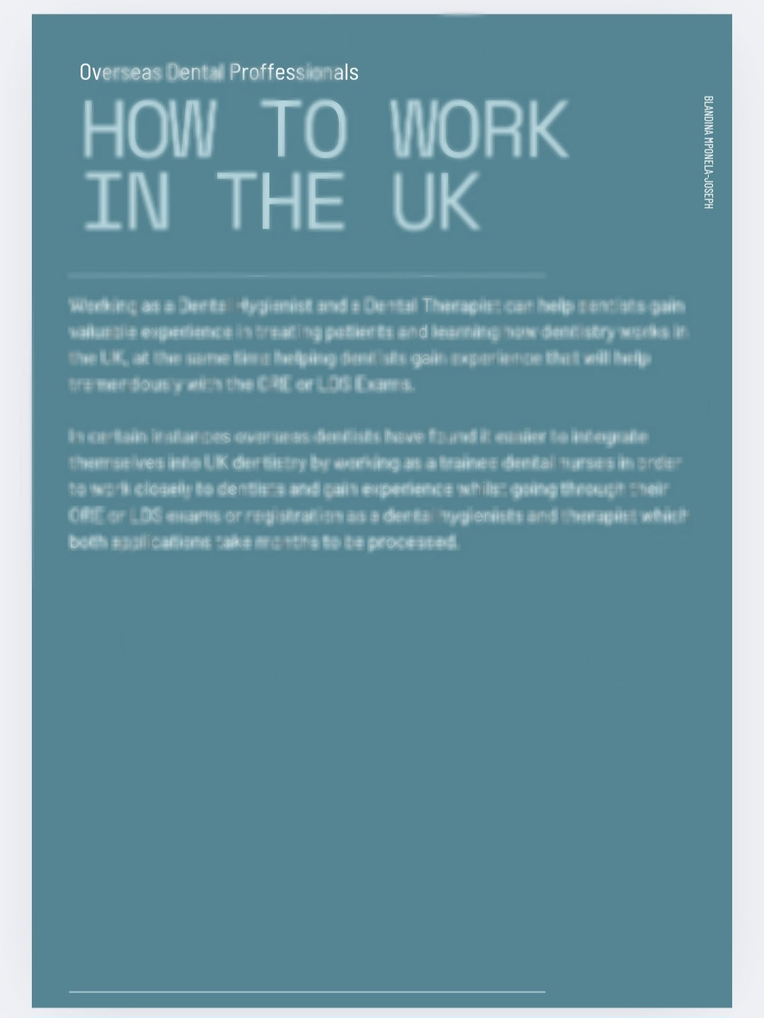 A guide on how overseas dental professionals can register and work in the United Kingdom