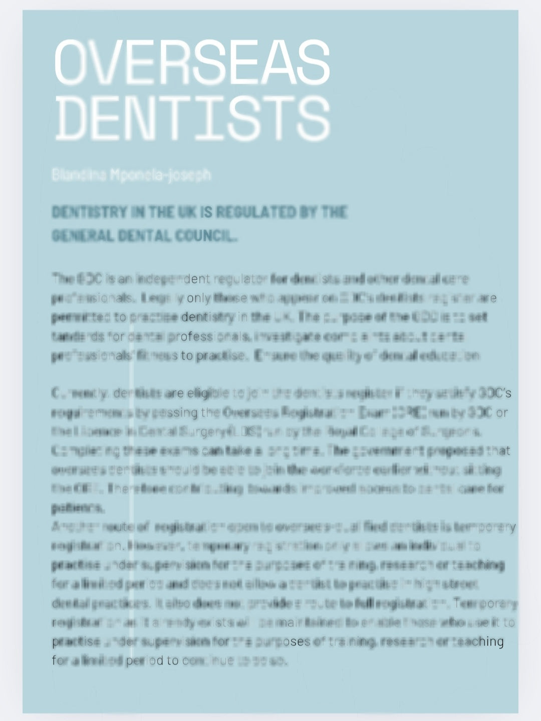 A guide on how overseas dental professionals can register and work in the United Kingdom