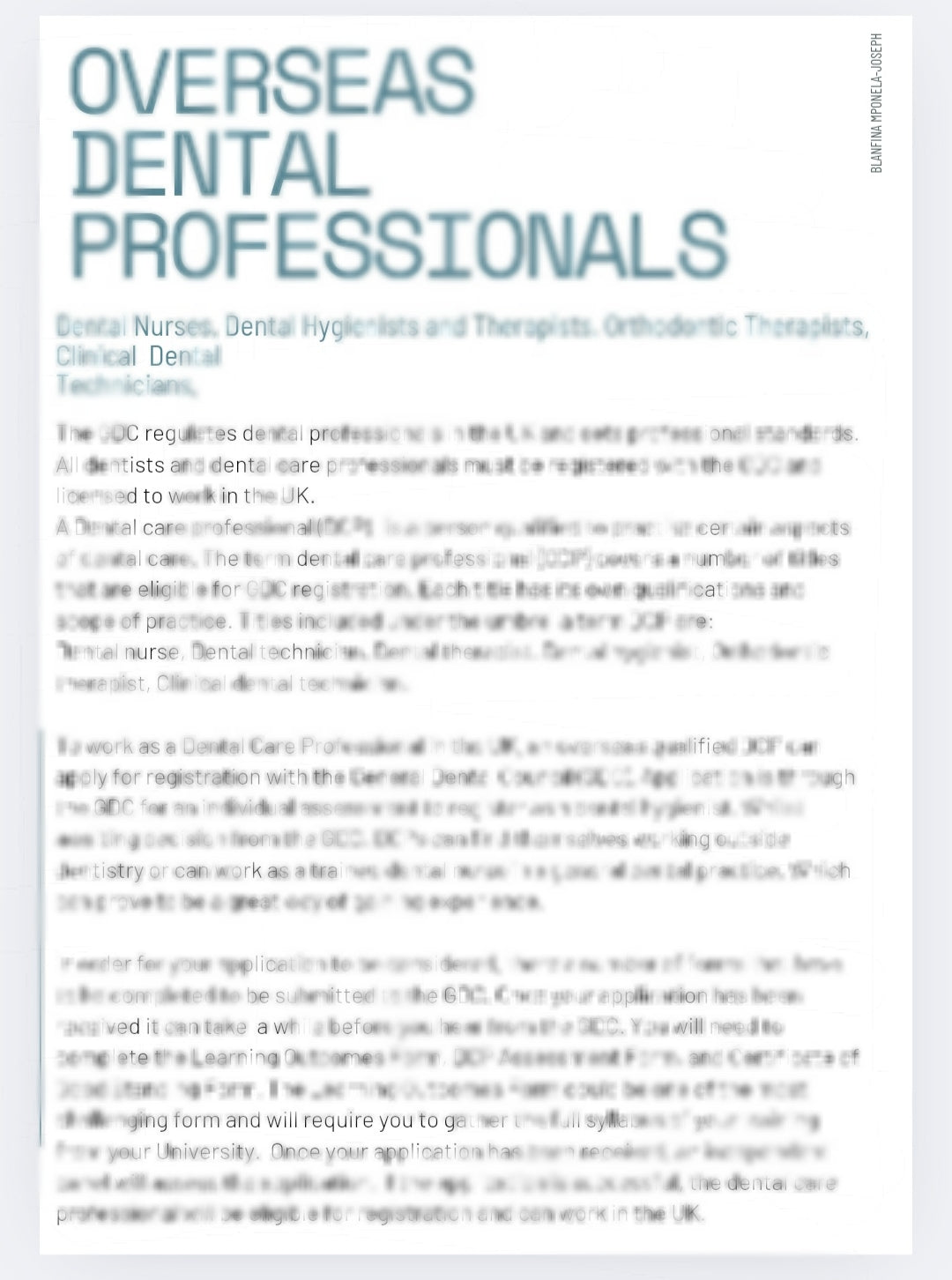 A guide on how overseas dental professionals can register and work in the United Kingdom