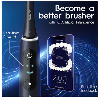 Oral B iO8 Black Electric Toothbrush with Zipper Case