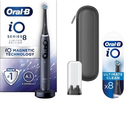 Oral B iO8 Black Electric Toothbrush with Zipper Case