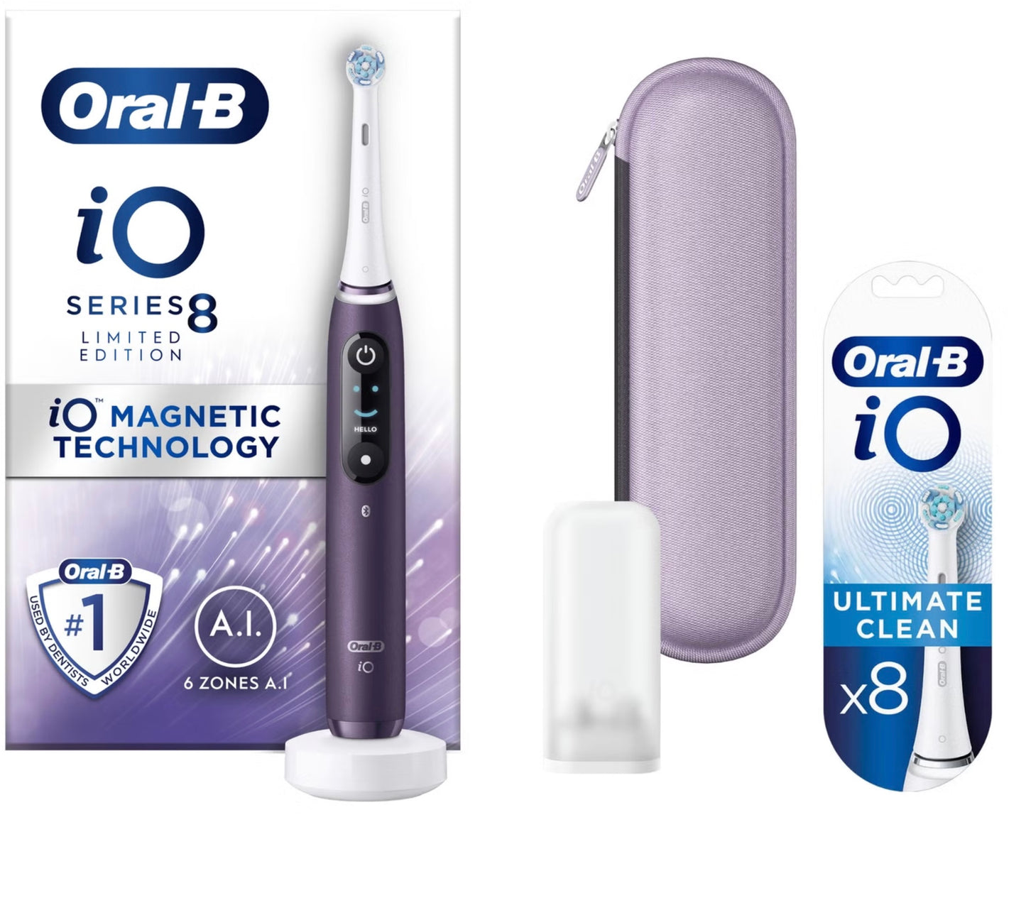 Oral B iO8 Black Electric Toothbrush with Zipper Case