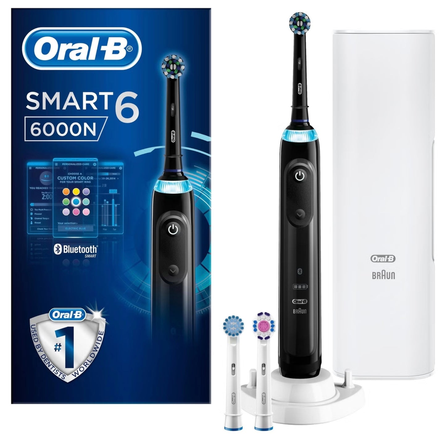 Oral-B Smart 6 Blue Electric Toothbrush, pro-timer, smart Bluetooth, visible pressure sensor, 5 brushing modes