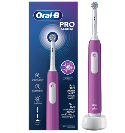 Oral-B Pro Junior Purple Electric Toothbrush, For Ages 6+