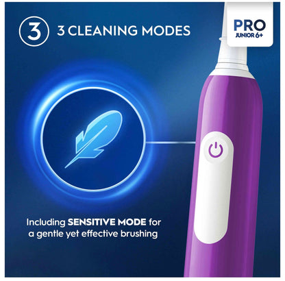 Oral-B Pro Junior Purple Electric Toothbrush, For Ages 6+