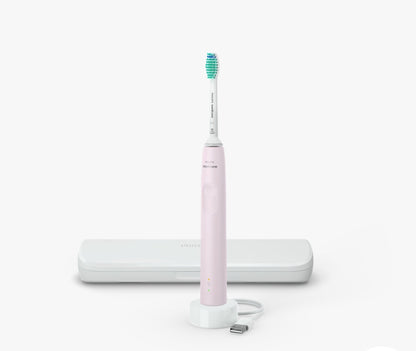 Philips Sonicare 3100 series Sonic electric toothbrush with case - sugar rose, black and  white ink HX3673/11