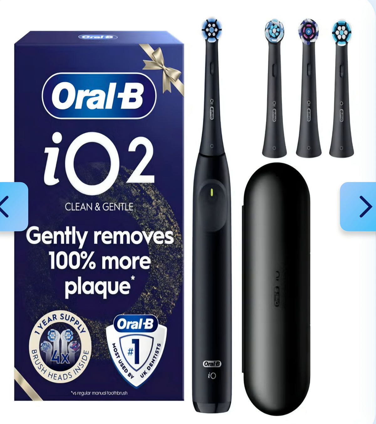 Oral-B iO2 Black Electric Toothbrush Holiday Gift Pack, Includes 4 Replacement Brush Heads!