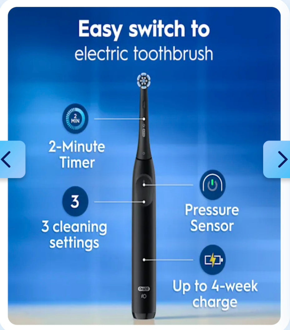 Oral-B iO2 Black Electric Toothbrush Holiday Gift Pack, Includes 4 Replacement Brush Heads!
